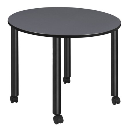 Regency Kee Mobile Tables, 48 W, 48 L, 29 H, Wood, Metal Top, Grey TBMC48RNDGYBK